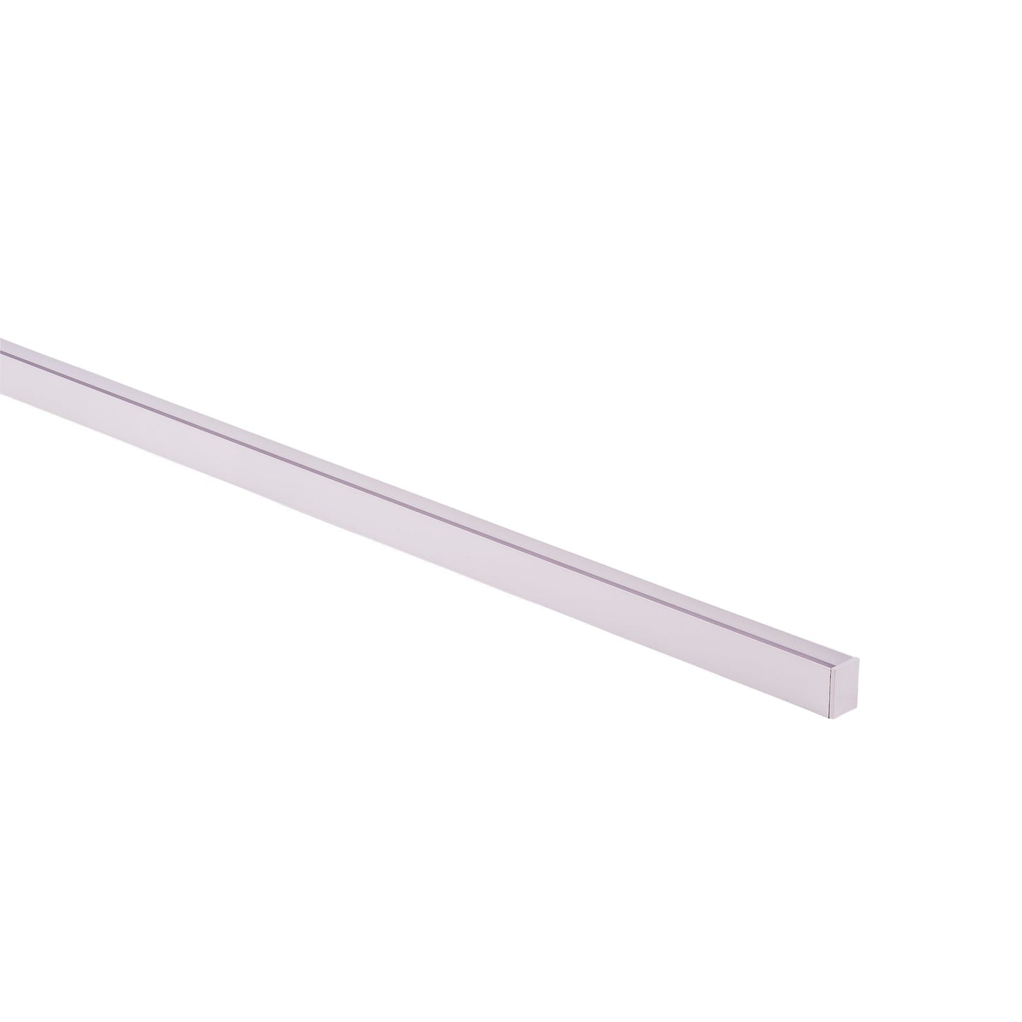 White Shallow Square Aluminium Profile with Standard Diffuser per metre Supplied with 2x mounting clips per metre + 2x end caps per length