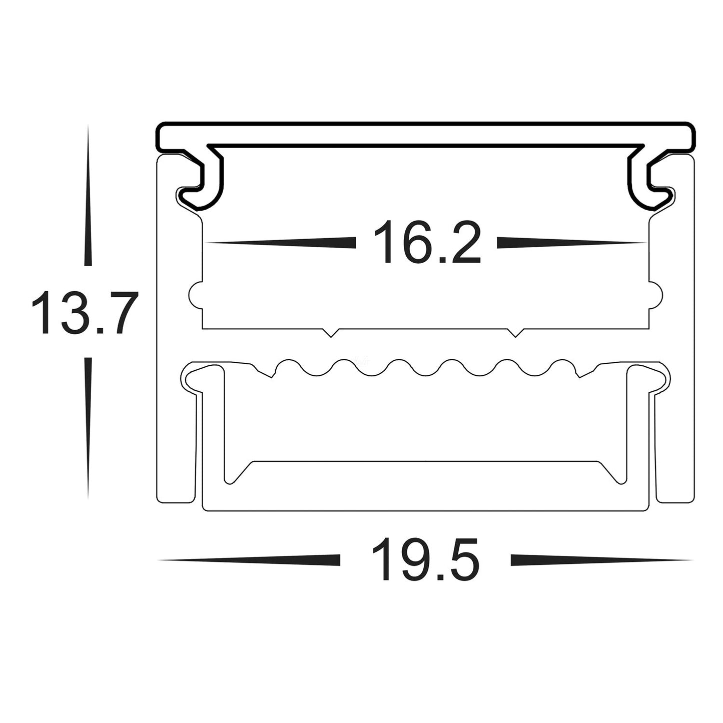 Hv9693-1922 - Shallow Square Aluminium Profile