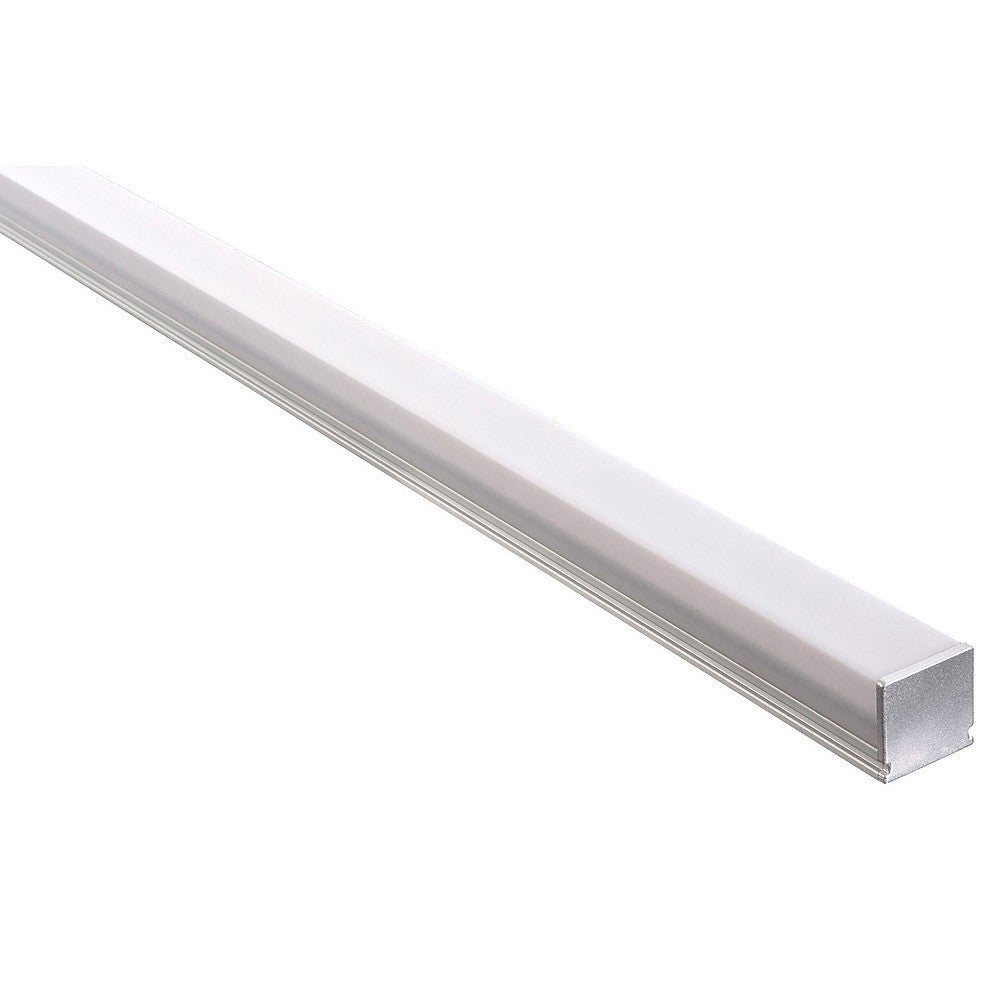 Shallow Square Aluminium Profile with Standard Diffuser per metre Supplied with 2x mounting clips per metre + 2x end caps per length
