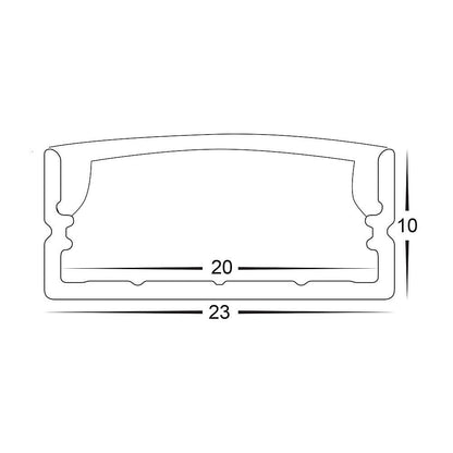Shallow Black Square Aluminium Profile with Standard Diffuser per metre Supplied with 2x mounting clips per metre + 2x end caps per length