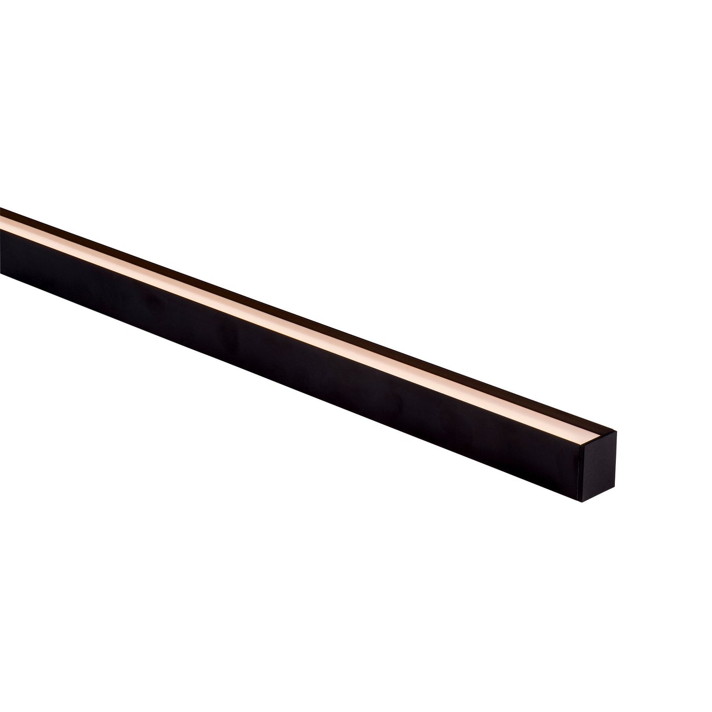 Deep Black Square Aluminium Profile with Standard Diffuser per metre - Supplied with 2x end caps per length
