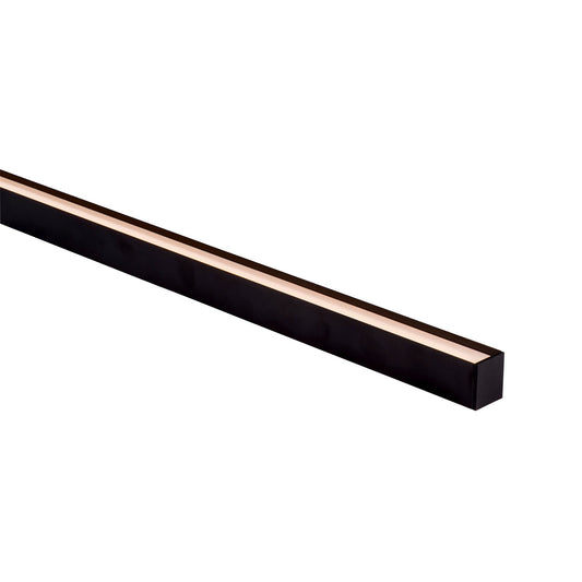 Deep Black Square Aluminium Profile with Standard Diffuser per metre - Supplied with 2x end caps per length