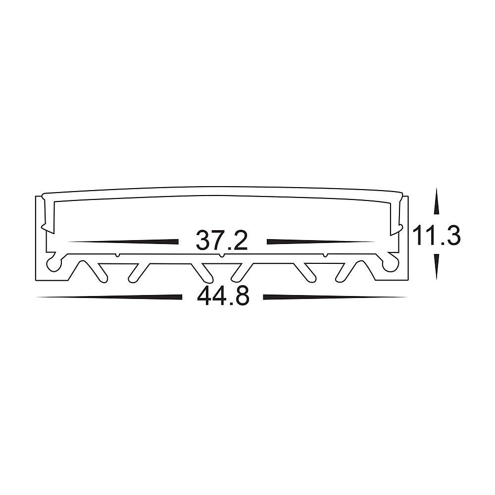 Large Shallow Square Aluminium Profile with Standard Diffuser per metre - Supplied with 2x end caps per length 