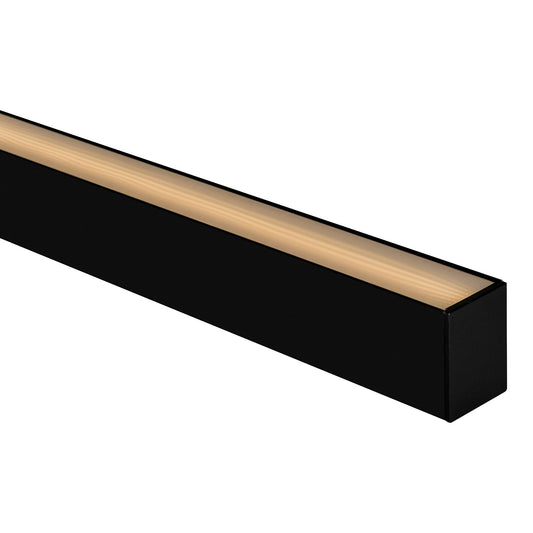 Large Black Deep Square Aluminium Profile with Standard Diffuser per metre Supplied with 2x end caps per length