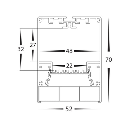 Large Black Deep Square Aluminium Profile with Grill per metre Supplied with 2x end caps per length