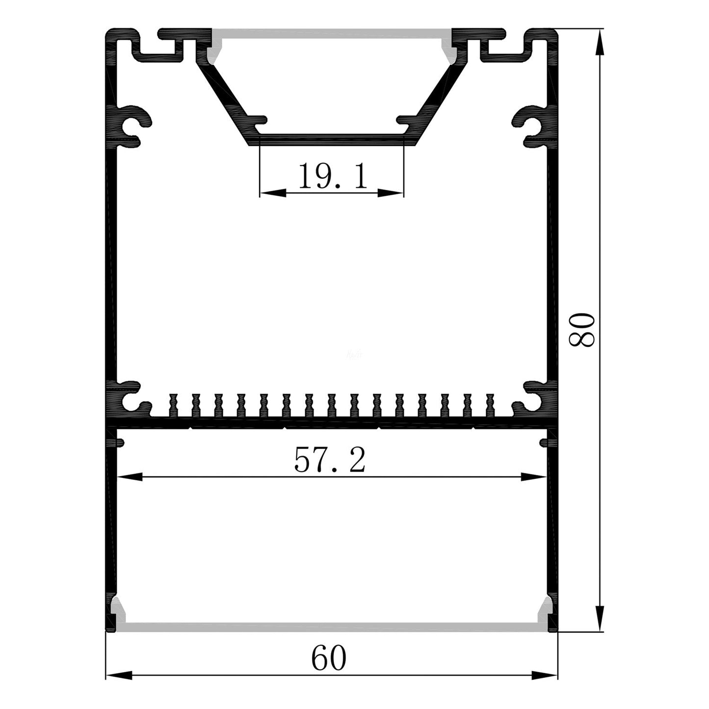 Deep Square Up & Down White Aluminium Profile