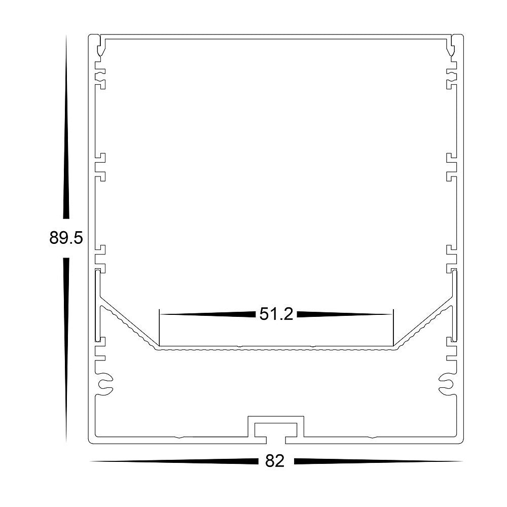 Hv9693-8090-Wht - Large White Deep Square Aluminium Profile