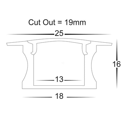 Hv9695-2515-Blk - Deep Black Square Winged Aluminium Profile