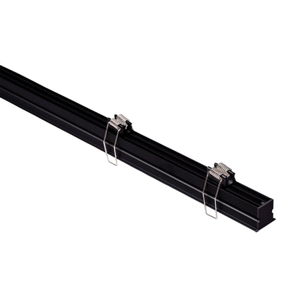 Deep Black Square Winged Aluminium Profile with Standard Diffuser per metre Supplied with 2x spring clips per metre + 2x end caps per length