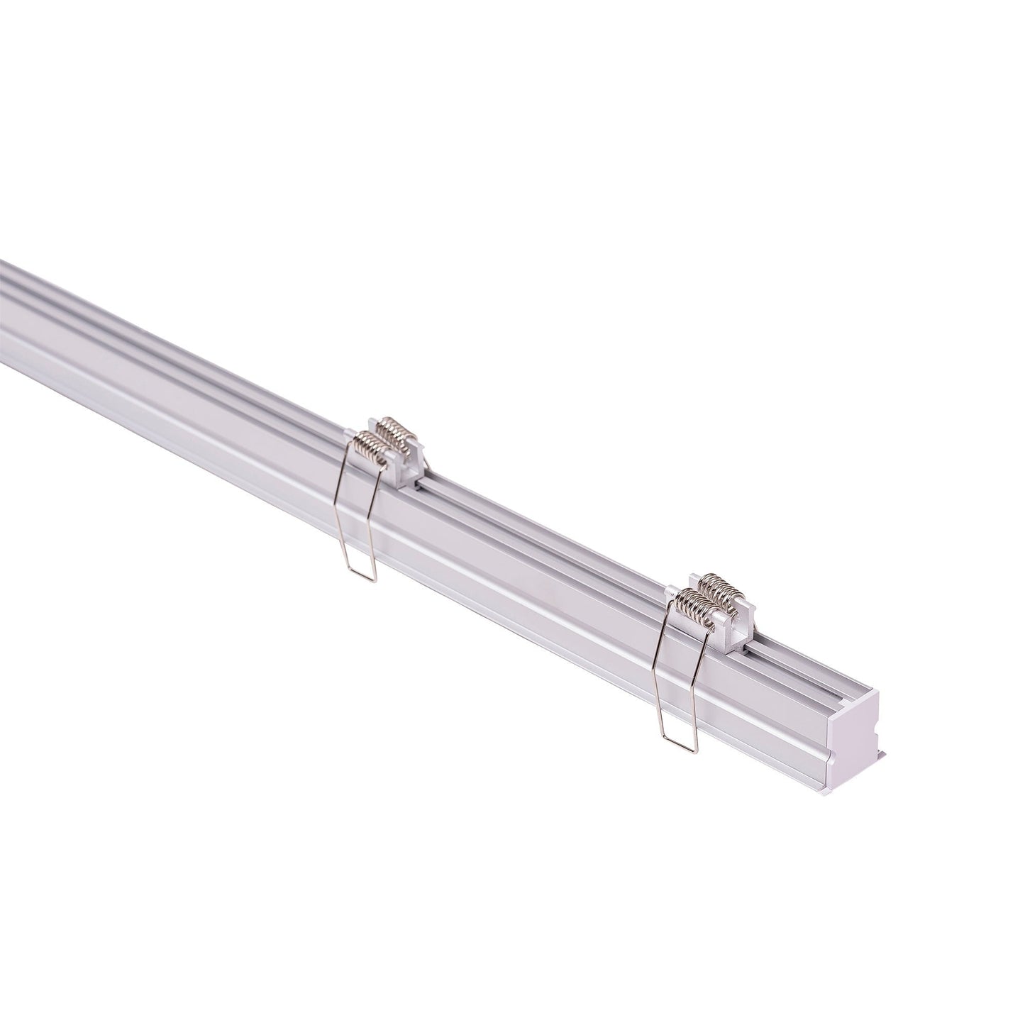 Deep Square Winged Aluminium Profile with Standard Diffuser per metre Supplied with 2x spring clips per metre + 2x end caps per length