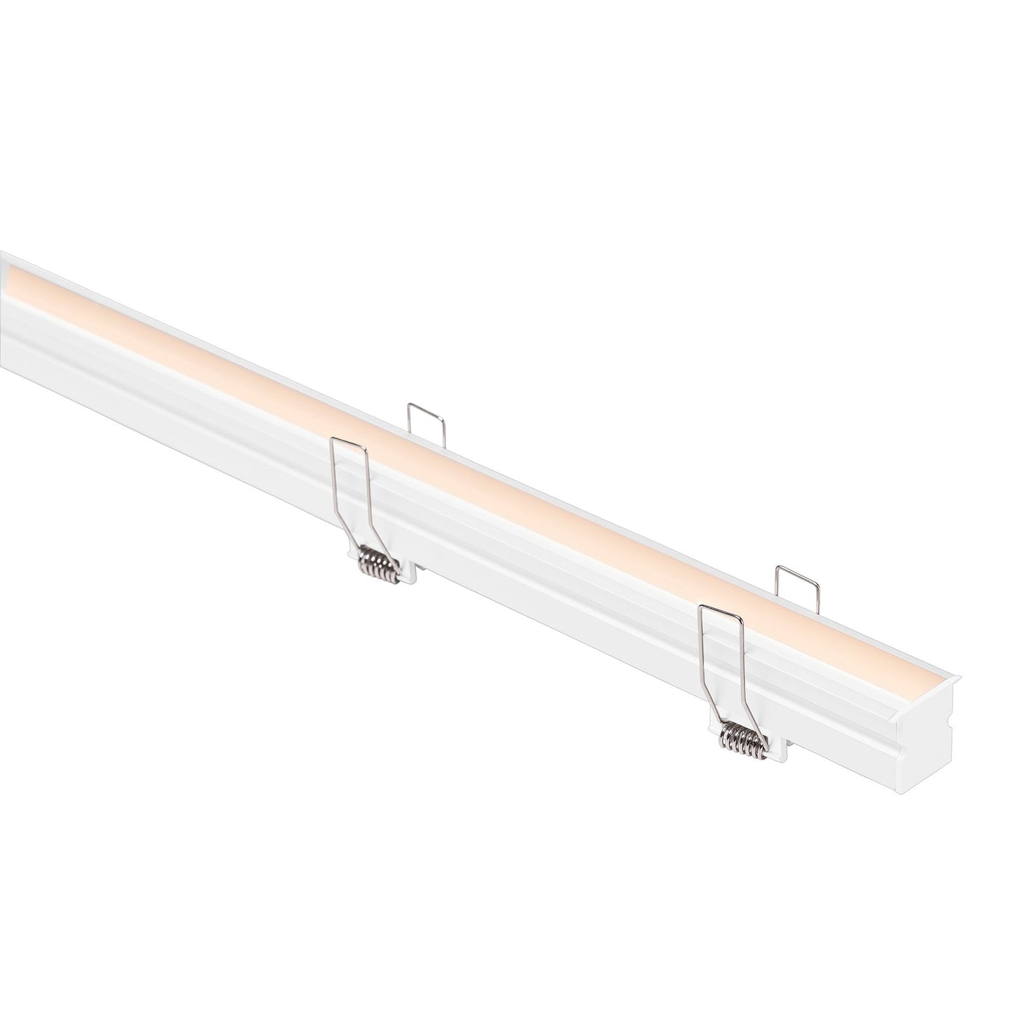 Deep White Square Winged Aluminium Profile with Standard Diffuser per metre Supplied with 2x spring clips per metre + 2x end caps per length