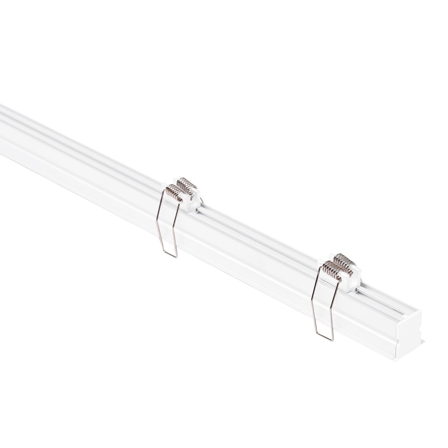 Deep White Square Winged Aluminium Profile with Standard Diffuser per metre Supplied with 2x spring clips per metre + 2x end caps per length