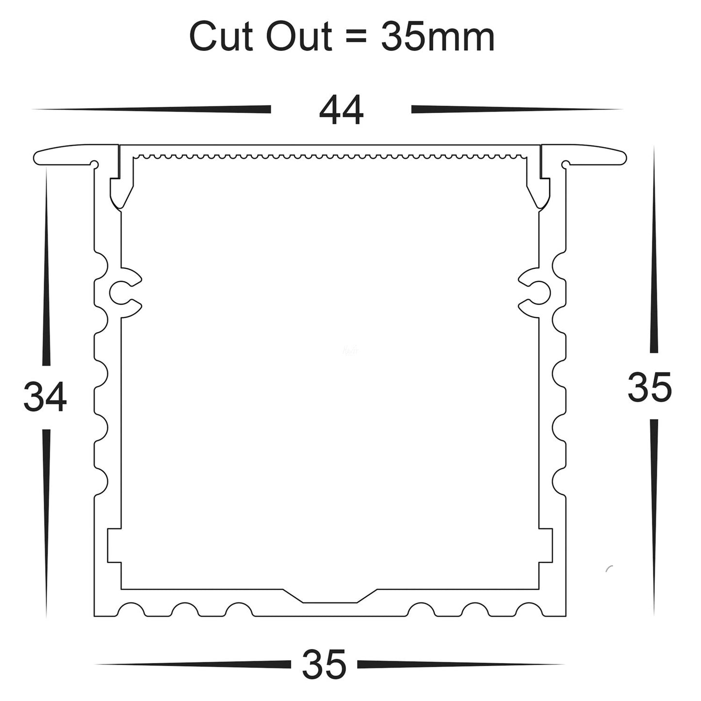Hv9695-4435 - Deep Square Winged Aluminium Profile