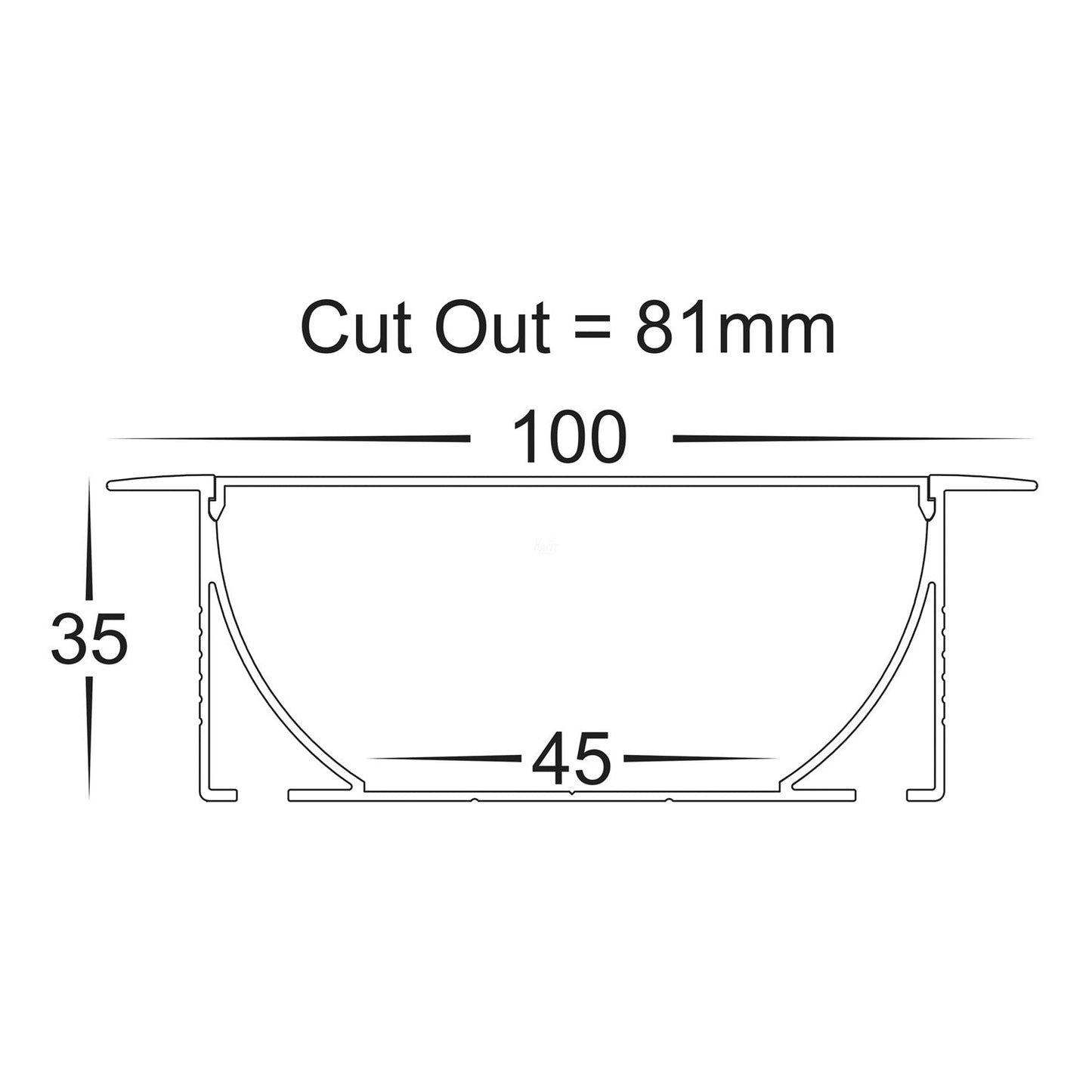 Hv9695-9835 - Large Deep Square Winged Aluminium Profile