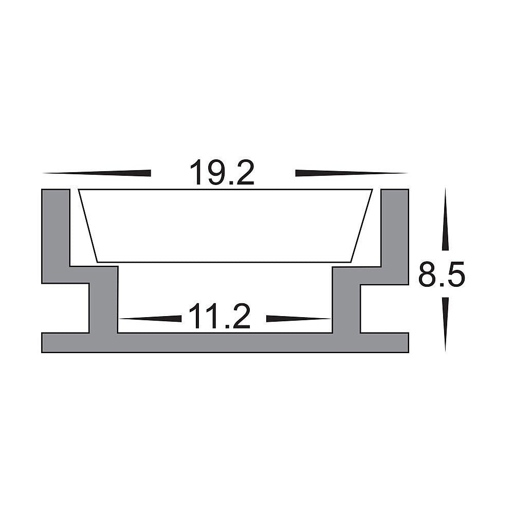 Aluminium Profile with Standard Diffuser per metre - Supplied with 2x end caps per length