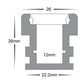 Aluminium Profile with Standard Diffuser per metre - Supplied with 2x end caps per length 