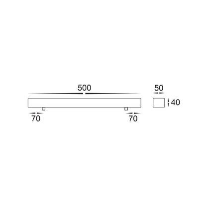 500mm Surface Mounted Rectangular Canopy Satin Chrome