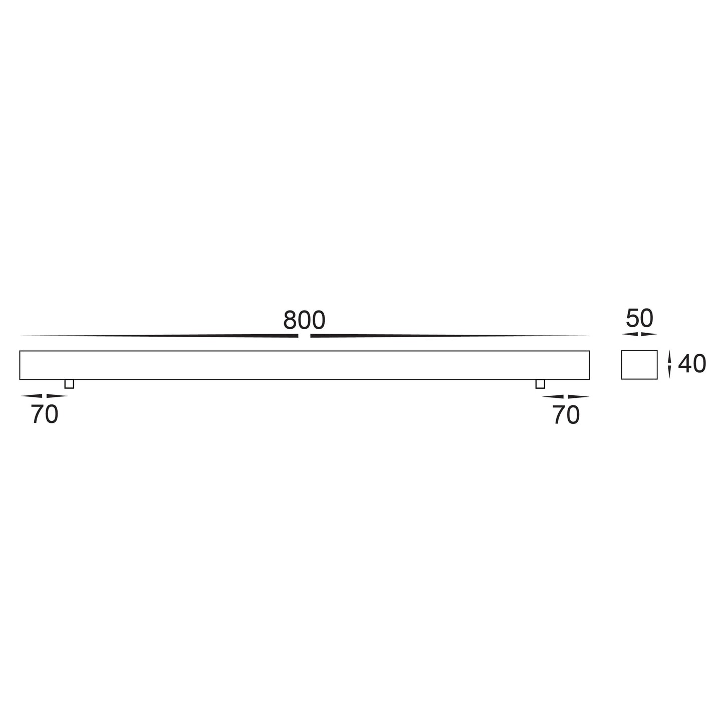 800mm Surface Mounted Rectangular Canopy Black 