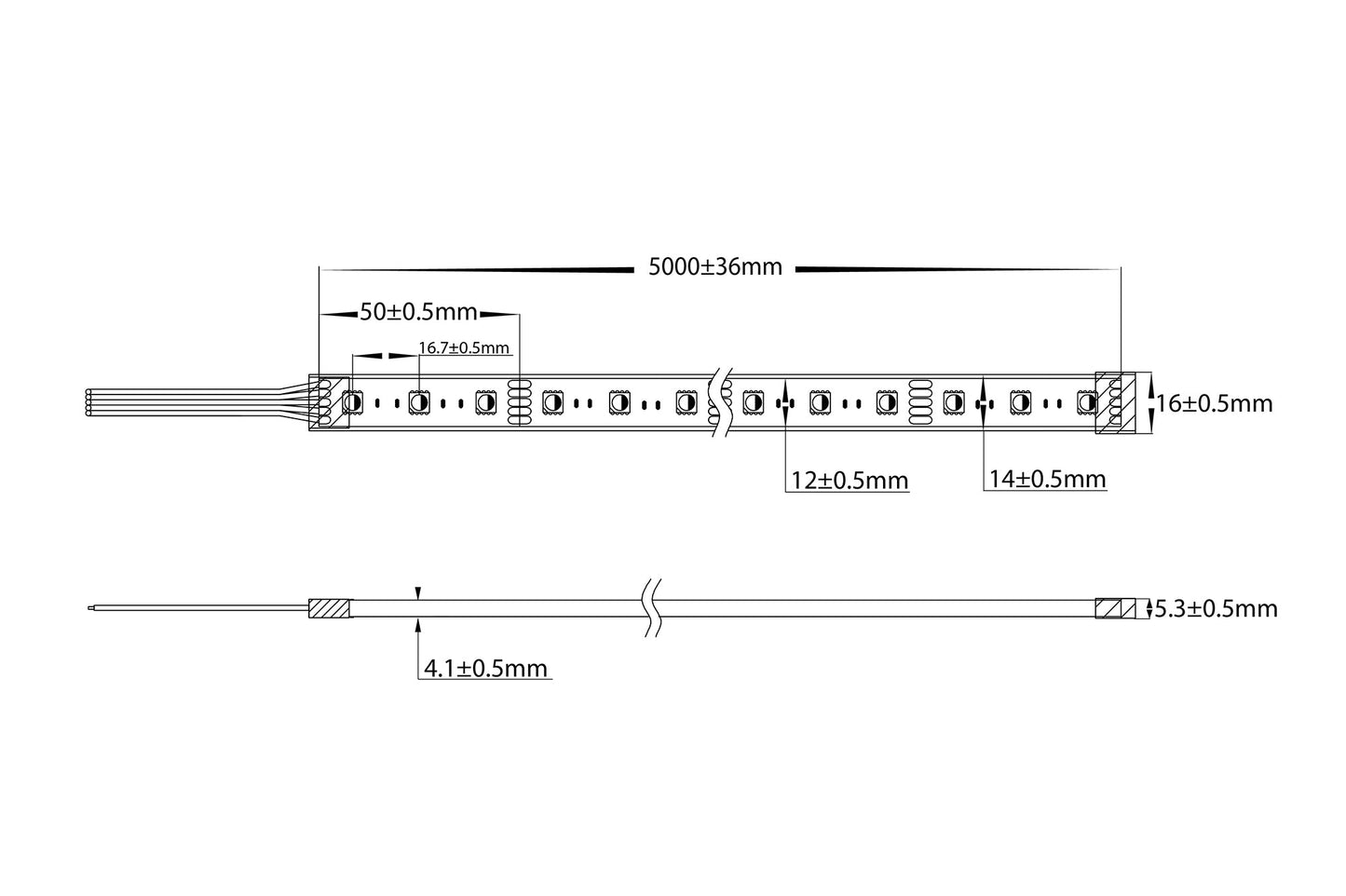 14.4w 5050 Strip Lighting -Ip67 / Metre HV9751-Ip67-60-Rgbc