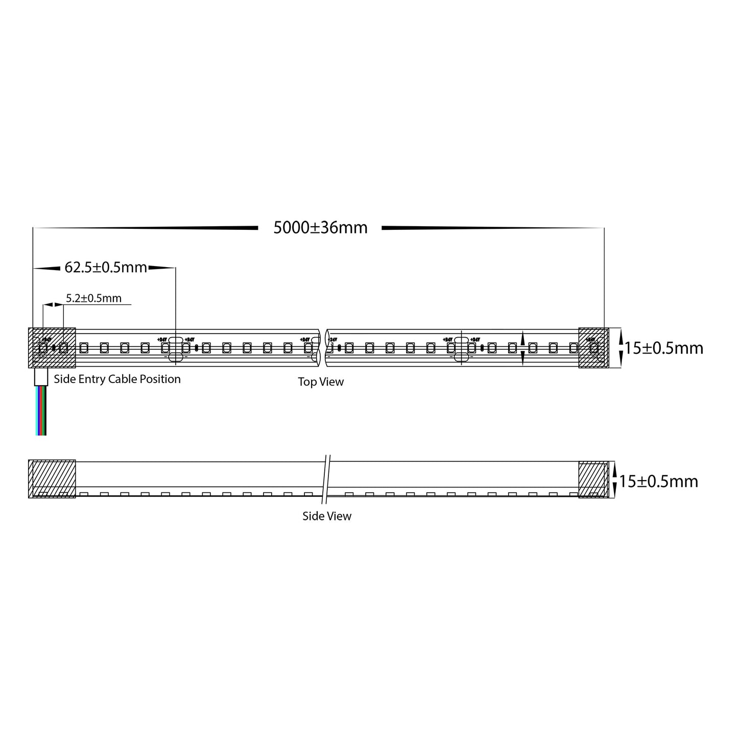 Haviflex Flexible LED Strip 15mm X 15mm - Ip67/Metre HV9796-Ip67-200-4k