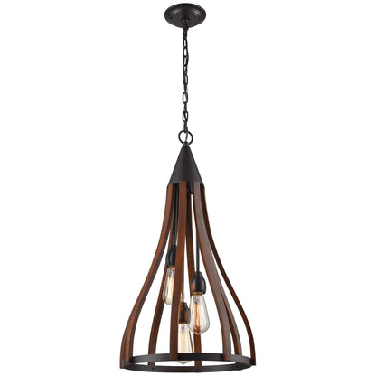 Khaleesi Oak Dark Red Wood Pendant Light