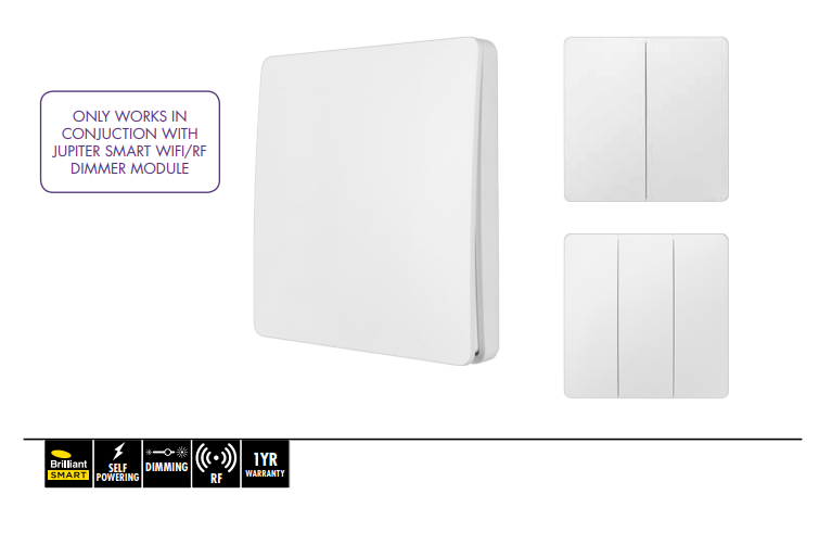 Kinetic 2 Gang Smart Rf Dimming Wall Switch