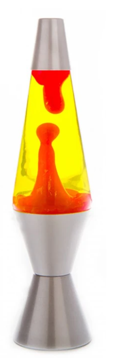 Lava Lamp Yellow Water Red Lava Metallic Silver Base