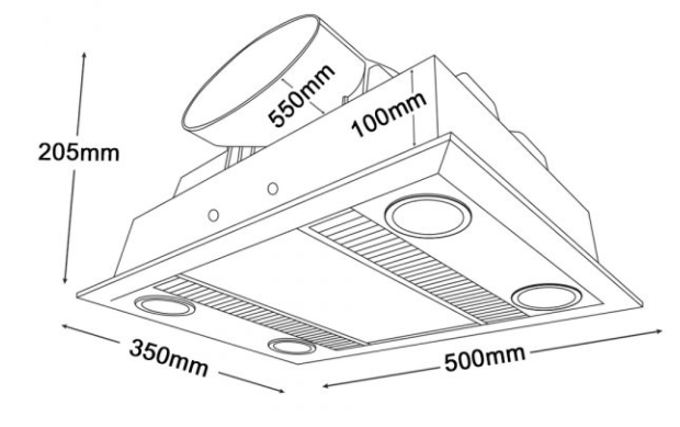 Linear LED Heat Fan Light Silver Combination