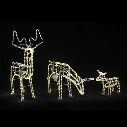 3d Illuminated LED Reindeer Family With Motor | Three Colour Options