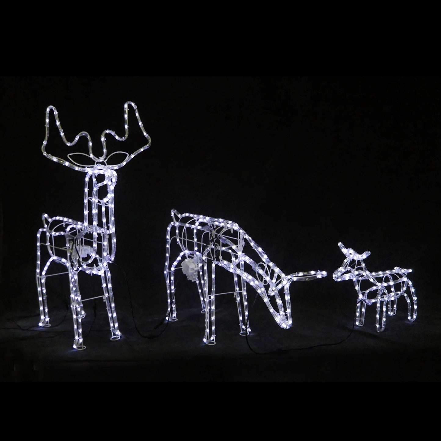 3d Illuminated LED Reindeer Family With Motor | Three Colour Options