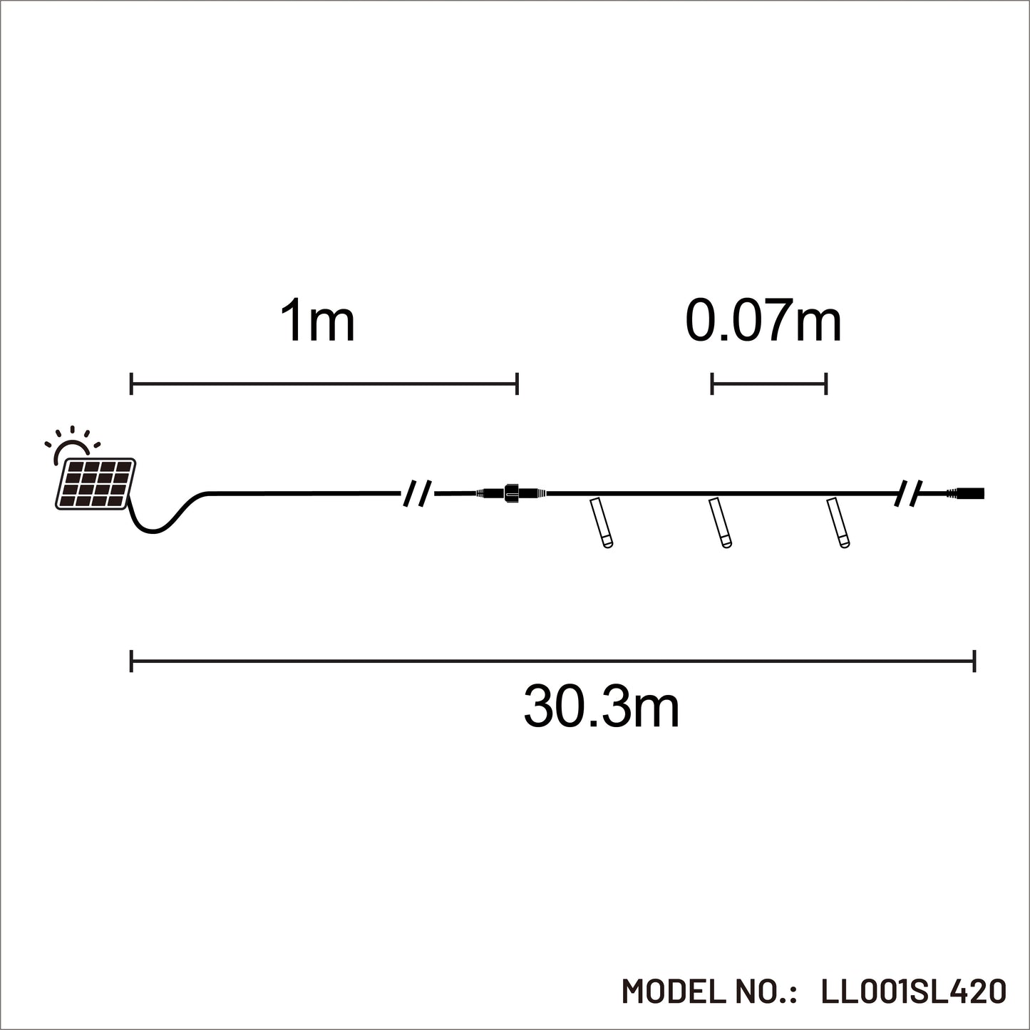 Solar 420 LED Fairy Light Chain - Dark Green Cable - 30m - 4 Colour Options