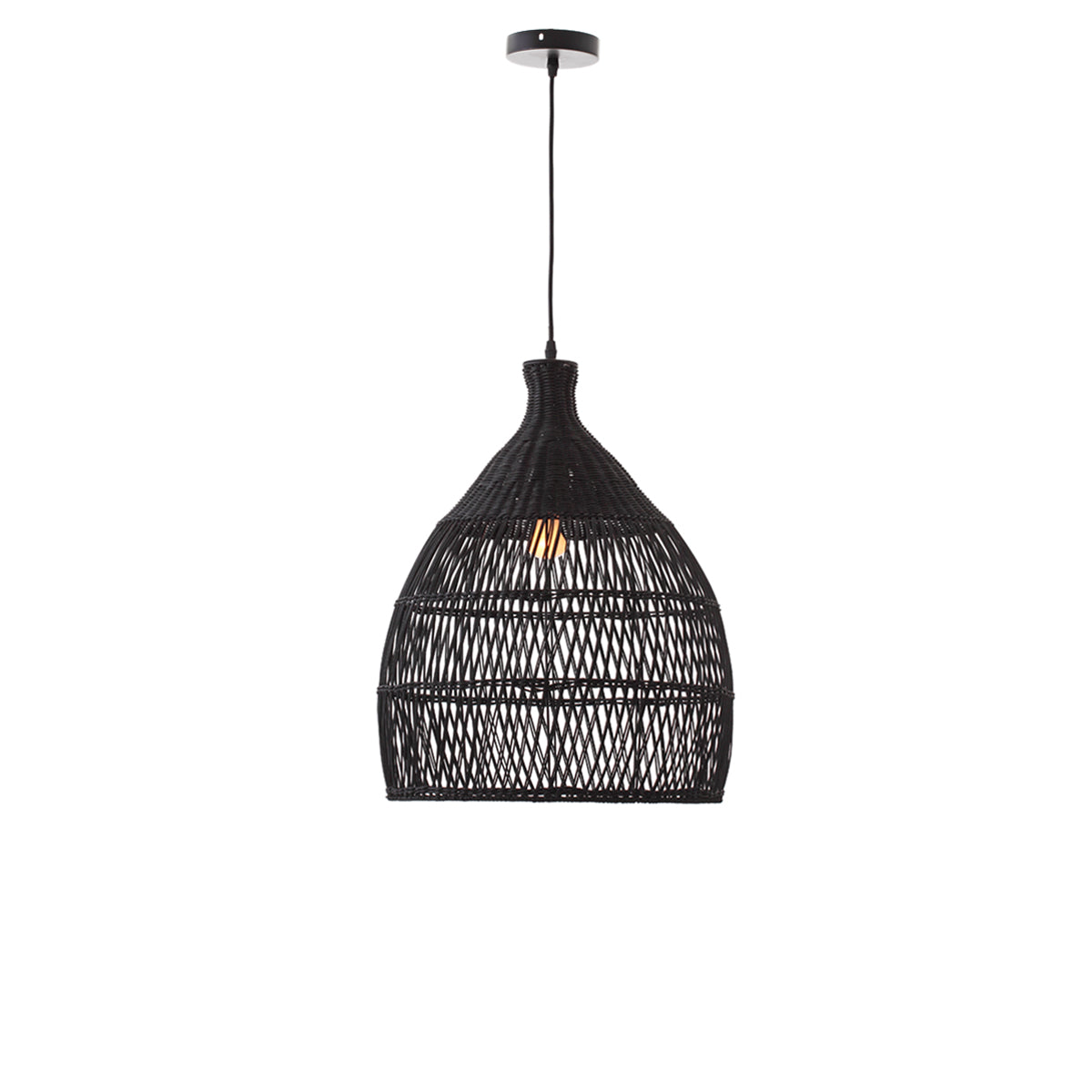 Shanen Rattan Pendant Light - Black / Natural