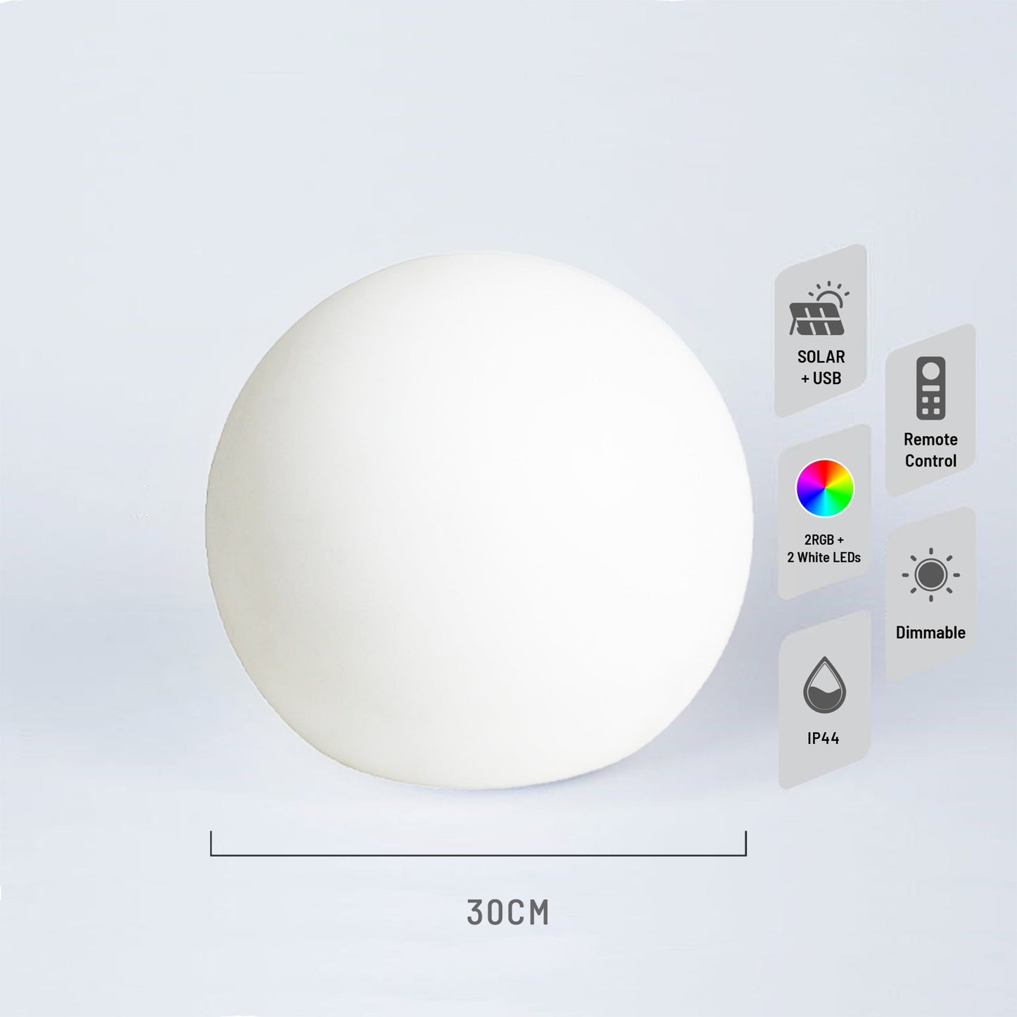 Led Mood Light Ball 30cm Solar+DC Power