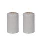 Set Of 2 LED Grey Wax Pillar Candles - 3 Size Options