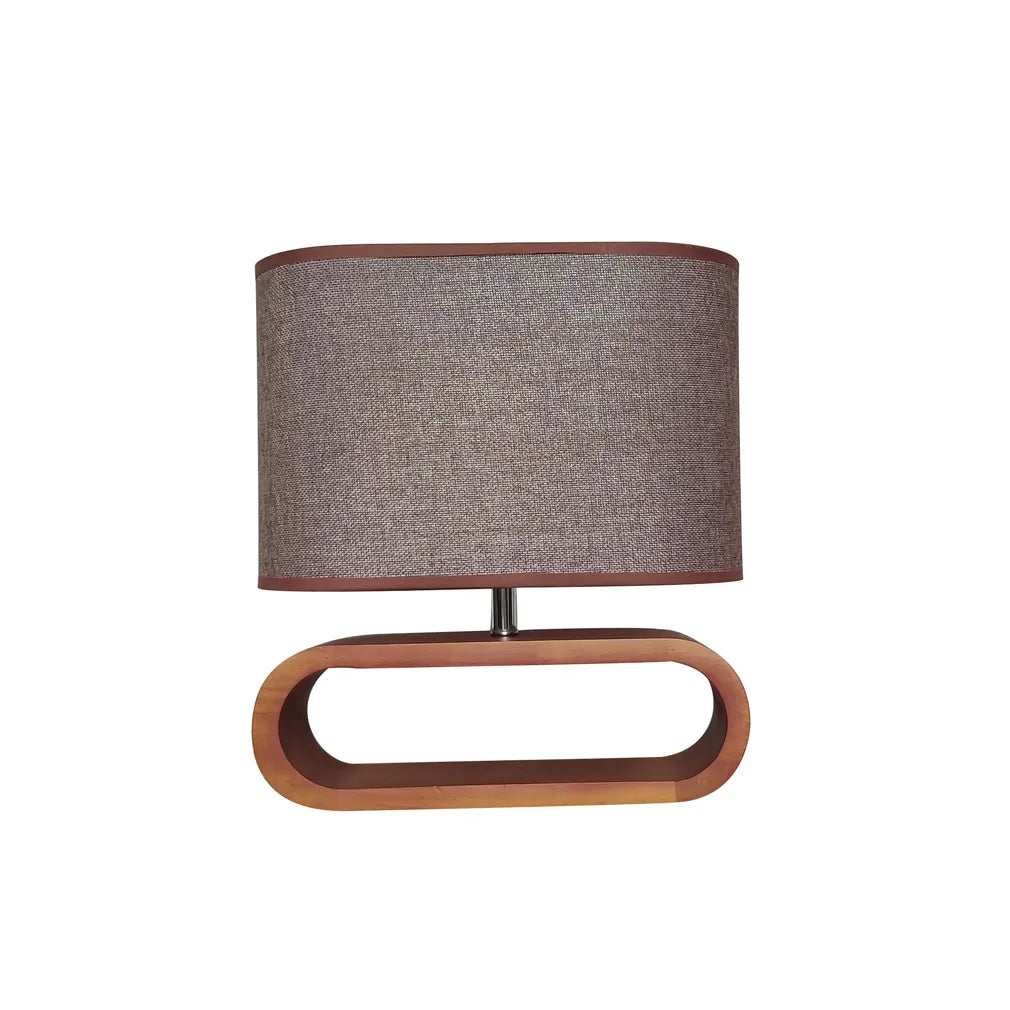 LOTUS: Blonde / Dark Wood Cloth Shade Table Lamps