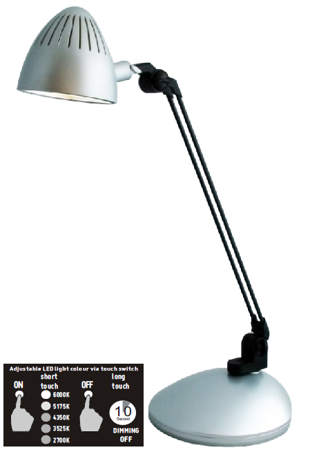 Lux Task 5.4 Watt LED Desk Lamp Silver