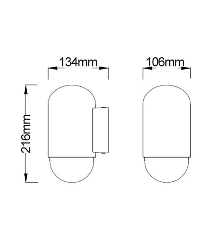 Exterior Oval Wall Light Matt Black Ip44