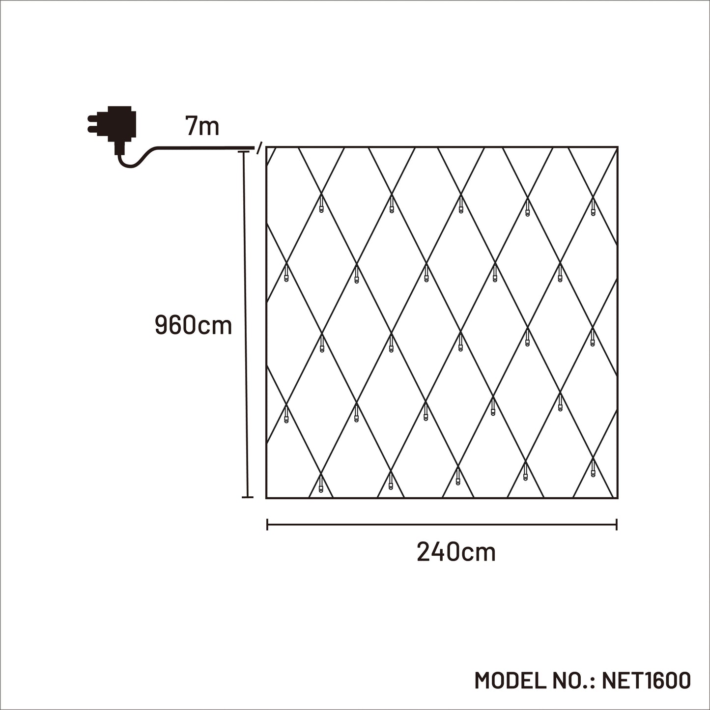 1600 LED Snowing Net Light - Waterfall Effect - 3 Colour Options