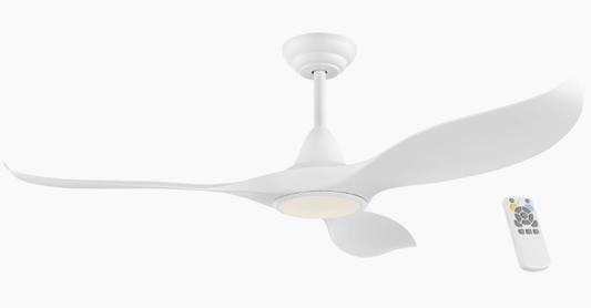 Noosa - 152cm Matt White Incl 5 Speed Remote with LED Light Ceiling Fan