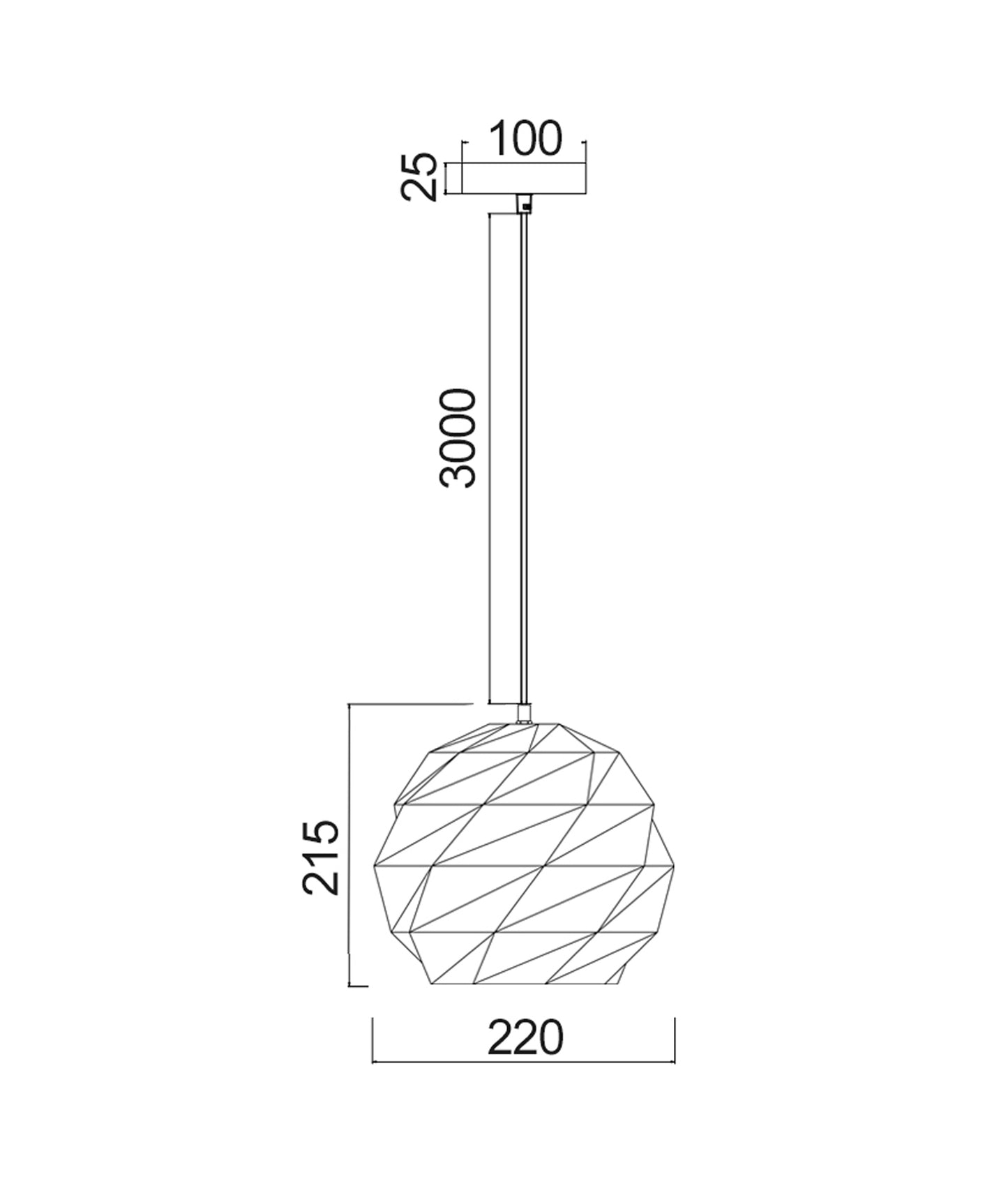 Origami Interior Dome Carved Iron Pendant