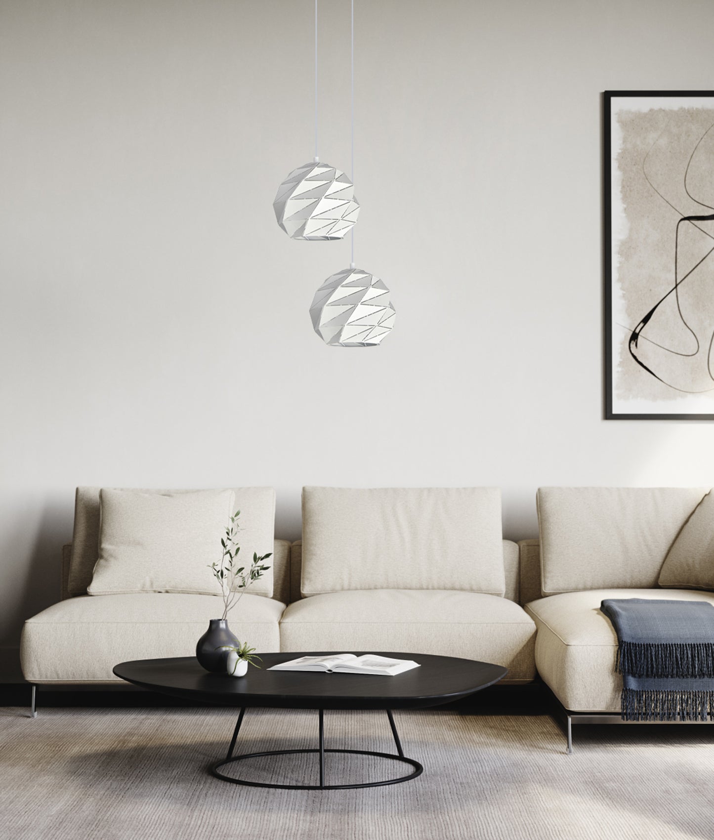 Origami Interior Dome Carved Iron Pendant