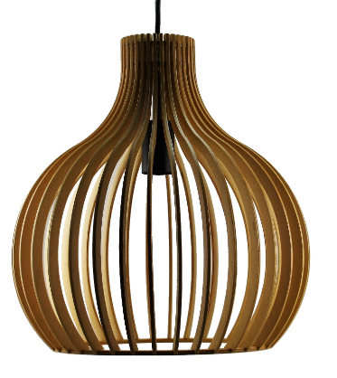 Bell Ribbed Timber One Light Pendant