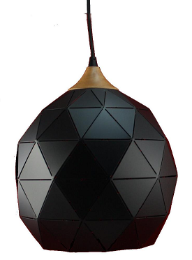 Slotted Medium Black Timber Pendant