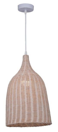 Wooven Narrow White Wash Rattan Pendant