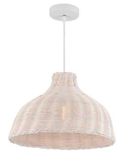 Wooven Wide White Wash Rattan Pendant