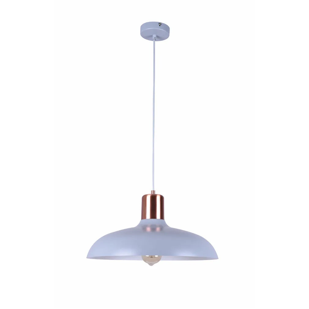 Pendant Es 40w Hal Matte Blk Dome With Copper Lampholder Cover Od400mm X H216mm 3m Cable Wty 1yr