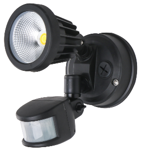 Single Poly Carb 15 Watt Tri Colour LED Sensor Spotlight Black/White