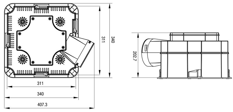 Profile forme LED Tri Colour 4 Heat Fan Light White Combo