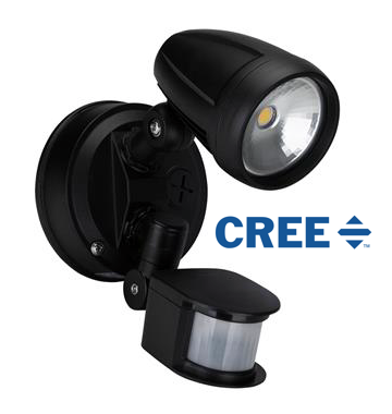 15 Watt LED Single Spot Black 5000k Natural White Inc Sensor