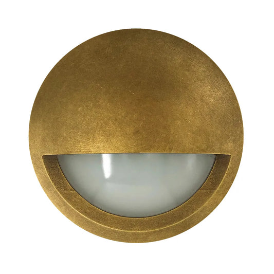 STE: Exterior LED 12V/240V Antique Brass Eyelid/Round Step/Wall Lights IP65